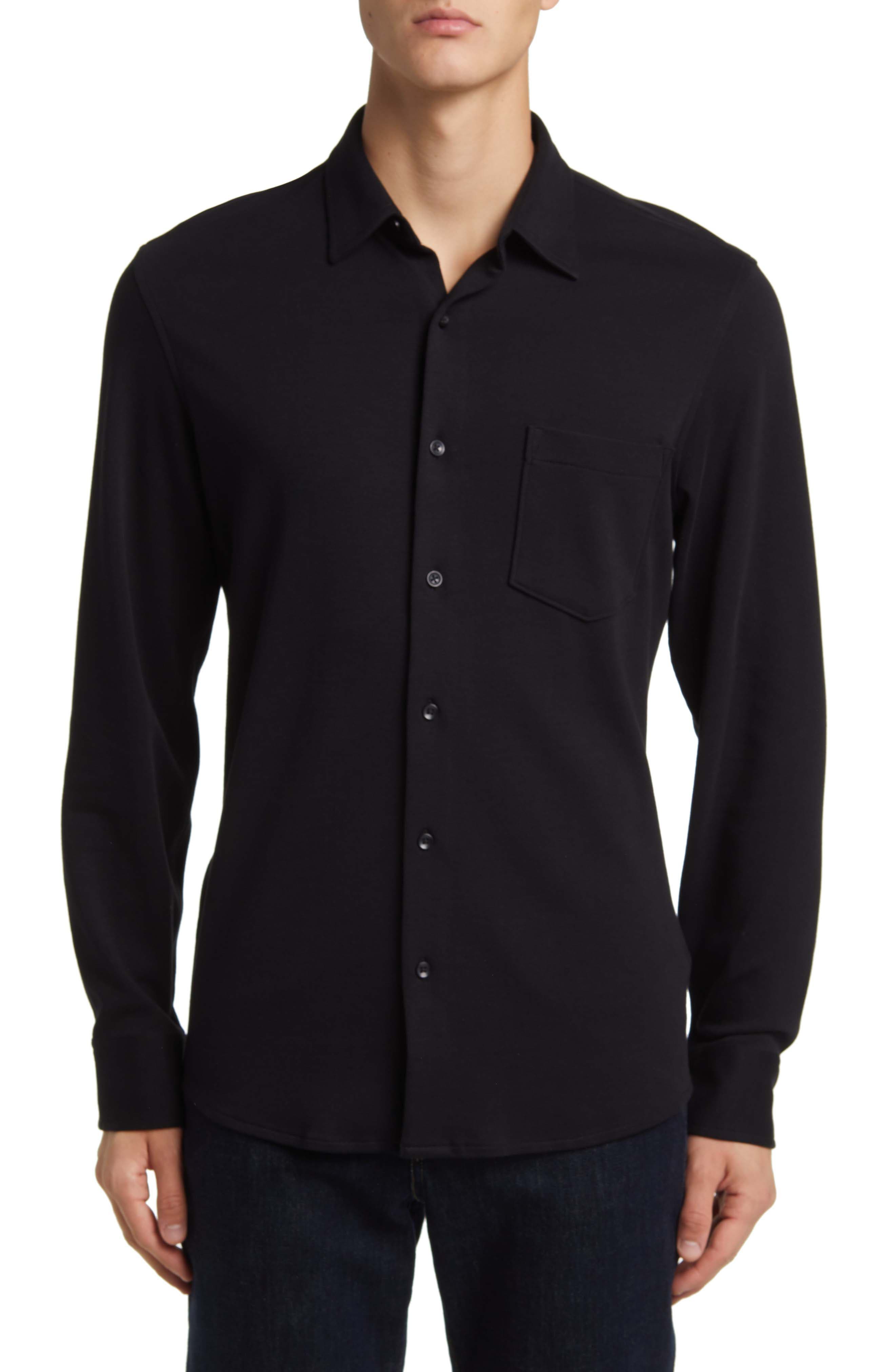 black button up shirt in store