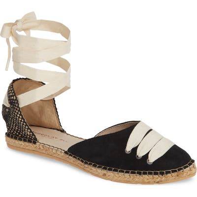 Chocolat Blu Allie Wraparound Espadrille Flat, Black