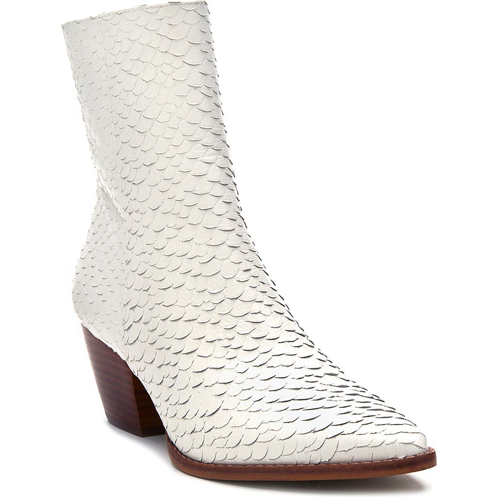 Matisse Caty Western Pointed Toe Bootie In White/natural Leather
