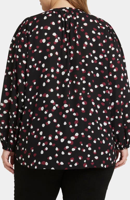 Shop Nydj Long Sleeve Split Neck Top In Watkin Dot