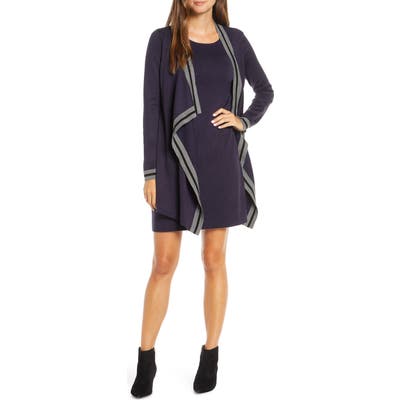 Harper Rose Mock Jacket Long Sleeve Sweater Dress, Blue