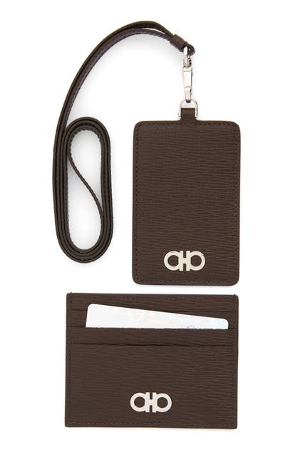 Click to view more detailed imagery on our partner's website Salvatore Ferragamo Leather Gift Set In Tobacco/ Blue Marine