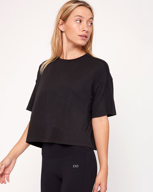 Shop Rebody Active Cozy Boxy Tee Short Sleeve Top In Cozy Black