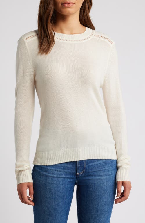 Griffen Open Stitch Trim Wool & Cashmere Sweater In Ivory