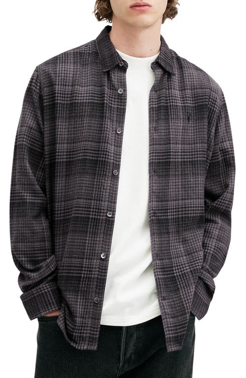 Shop Allsaints Sonik Plaid Flannel Button-up Shirt In Grey