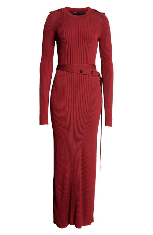 Proenza Schouler Lauryn Belted Silk-viscose Knit Maxi Sweater Dress In Dark Red