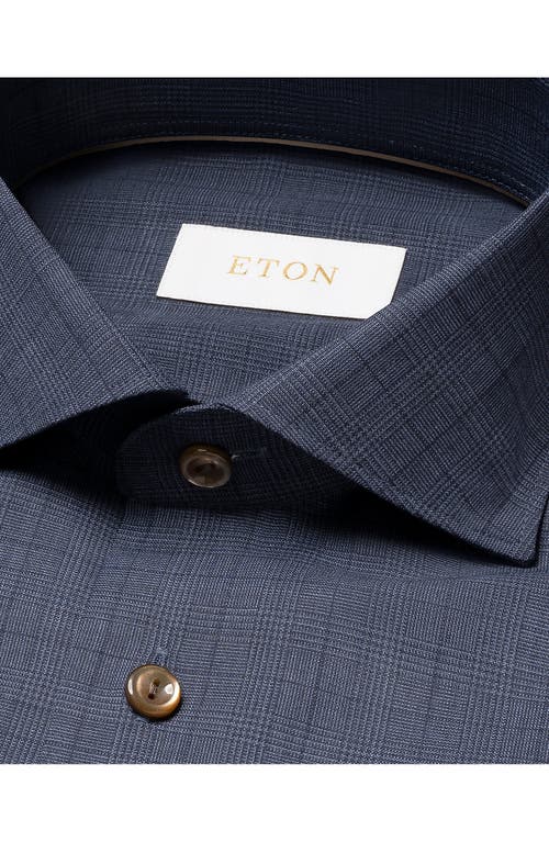 Shop Eton Slim Fit Glen Plaid Wool Dress Shirt In Medium Blue