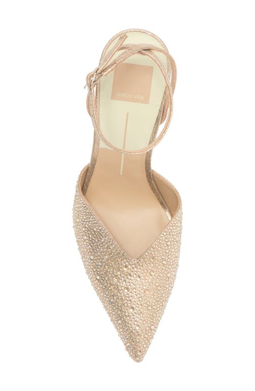 Dolce Vita Keisha Crystal Pointed Toe Pump In Light Gold Fabric
