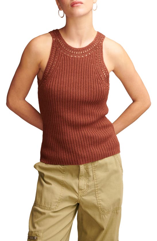 Shop Lucky Brand Rib Linen & Cotton Sweater Tank In Cinnamon