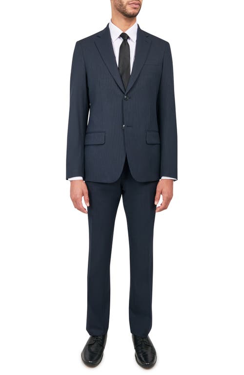 W. R.K Tailored Slim Fit Pinstripe Suit in Navy