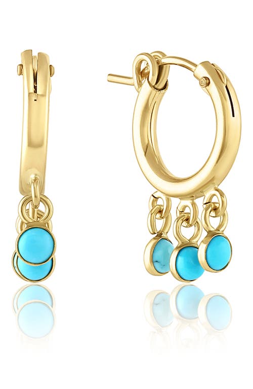 Phoenix Synthetic Turquoise Hoop Earrings in Gold
