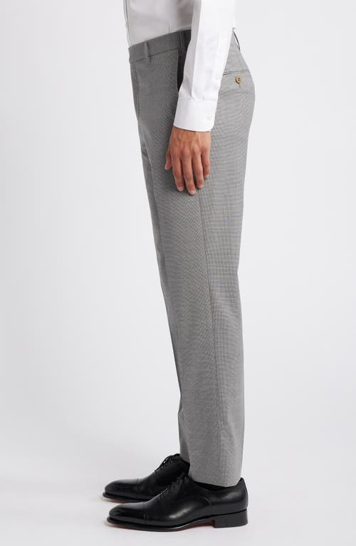 Shop Zanella Parker Flat Front Stretch Wool Mini Check Dress Pants In Almond