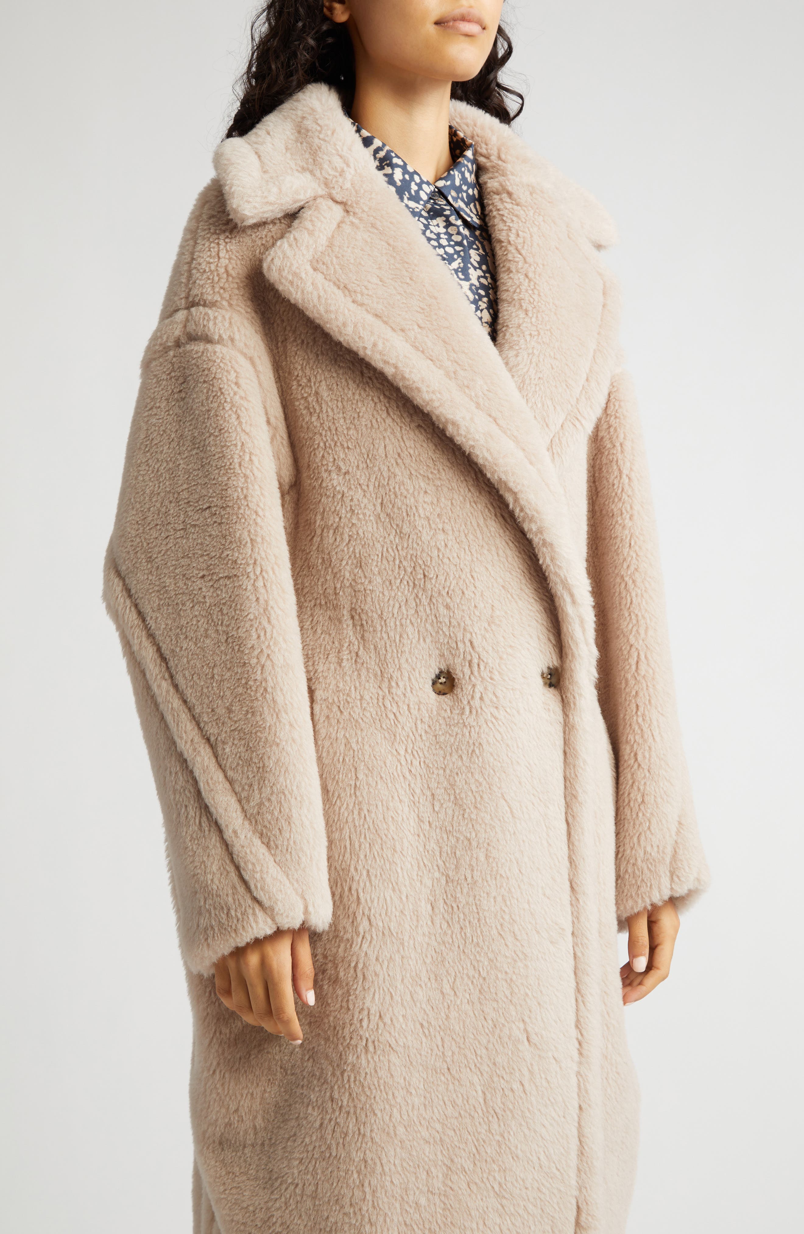 Max Mara Tedgirl Oversize Double Breasted Alpaca Blend Coat in