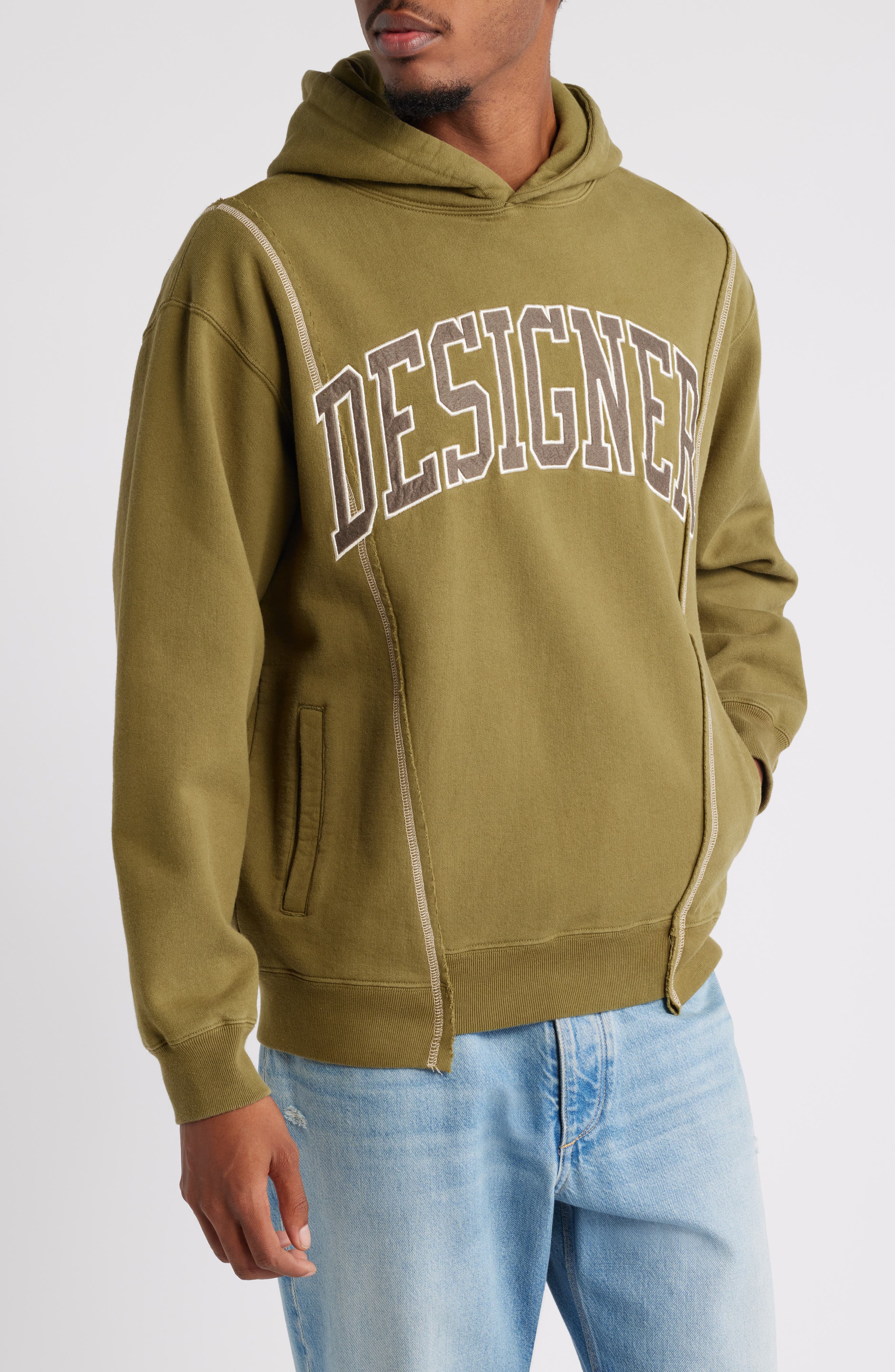 MARKET Designer Split Detail Hoodie in Kelp 