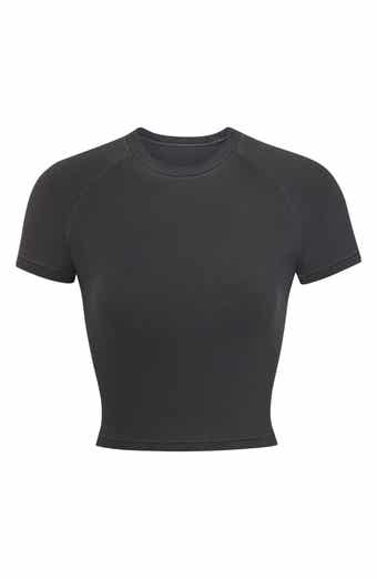SKIMS Perforated Seamless Cropped T-Shirt + Short Steel Gray Womens 2X