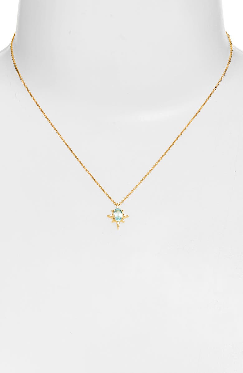 Azura Jewelry Aquamarine Starburst Pendant Necklace, Alternate, color,