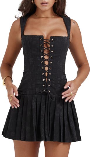 Cocona Black Bustier Corset Top w/ Lace Up Back