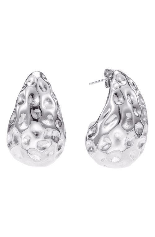 The Doheny Molten Dome Drop Earrings in Silver