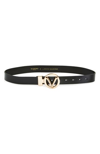 Valentino By Mario Valentino Adela Logo Buckle Belt In Black