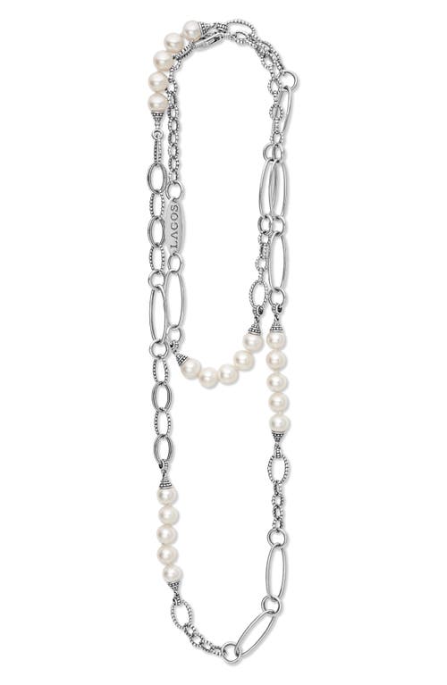 Luna Freshwater Pearl Station Necklace in Silver