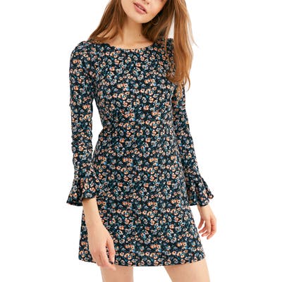 Free People Say Hello Long Sleeve Minidress, Black