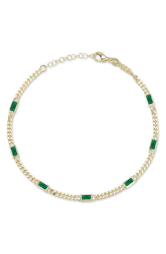 Chloe & Madison Chloe And Madison 14k Over Silver Cz Curb Anklet In Gold