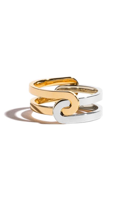 JEM Paris Étreintes Simple Bright Polish Ring in 18K White Gold/Yellow Gold
