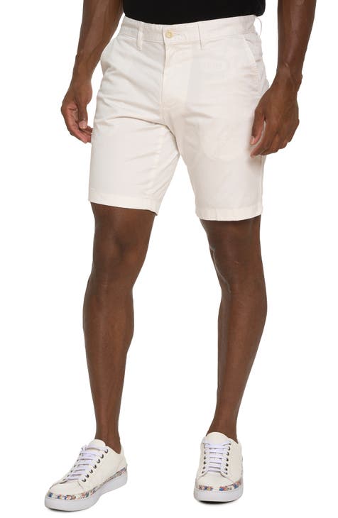 White Flat Front Shorts for Men