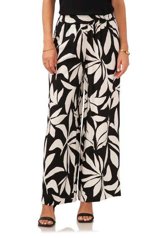 Smocked Waist Wide Leg Pants in Rich Black