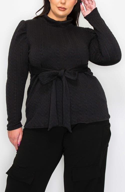 Shop L I V D Catriona Waist Tie Mock Neck Sweater In Black