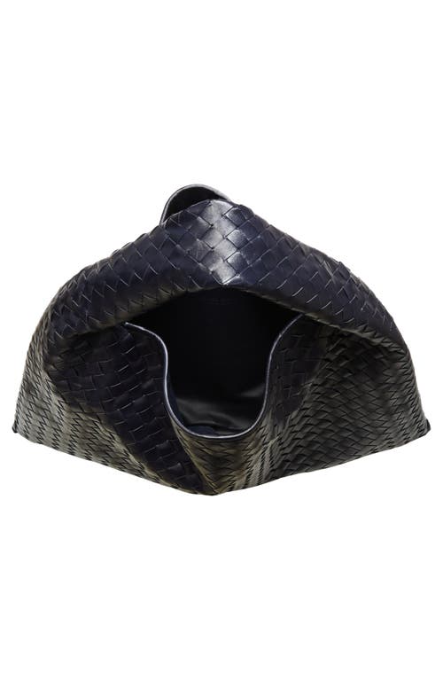 Bottega Veneta Large Hop Intrecciato Leather Hobo Bag In Space/brass