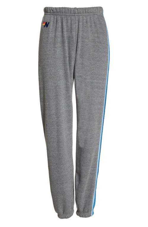 Shop Aviator Nation Stripe Sweatpants In Heather Grey/blue Stripes