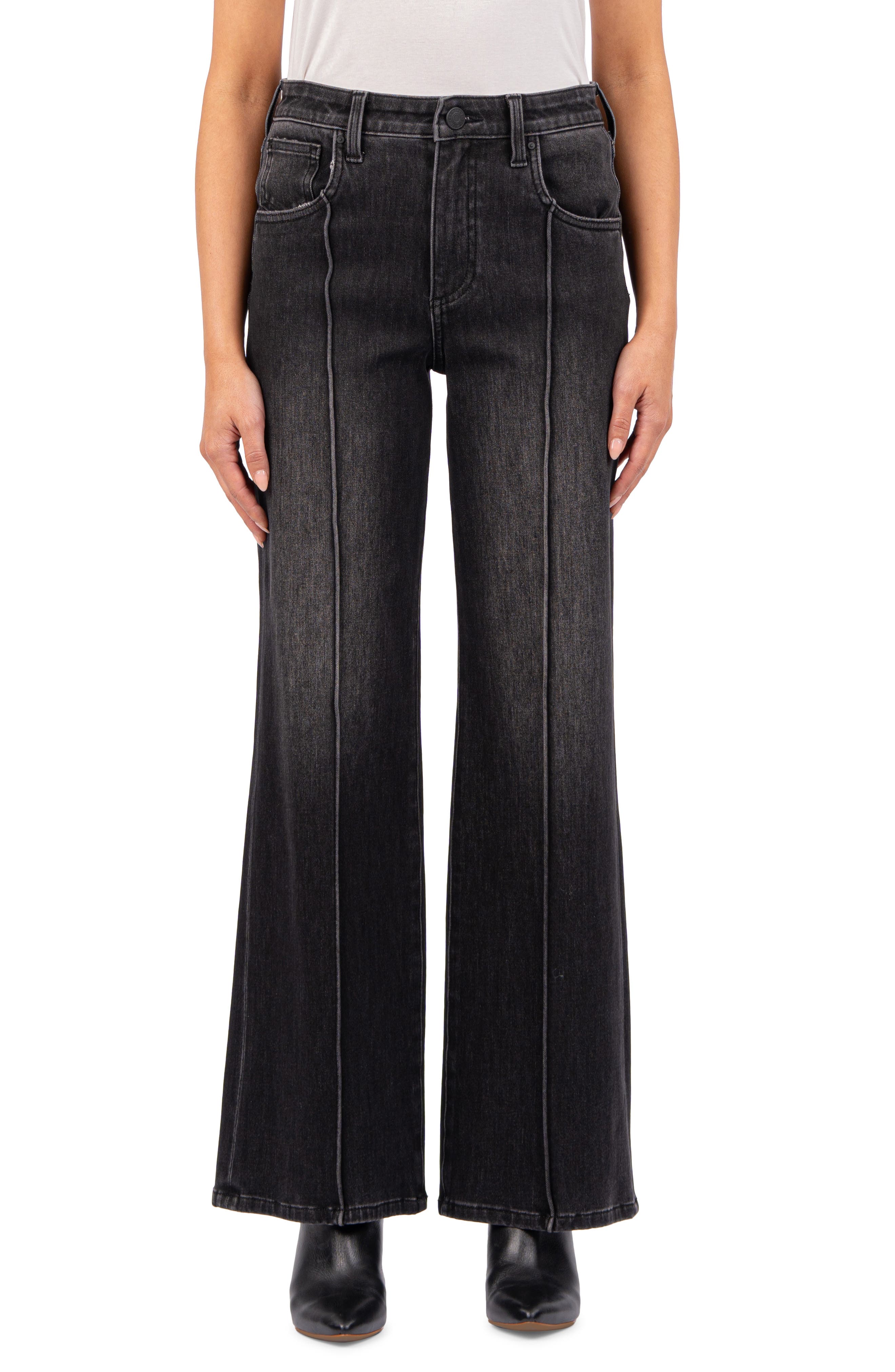 KUT from the Kloth Seamed High Waist Ankle Wide Leg Jeans in Creating Cover