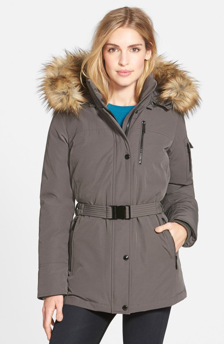 MICHAEL Michael Kors Belted Down & Feather Fill Parka with Detachable ...
