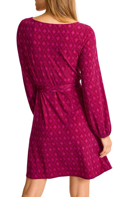 Shop Tommy Bahama Diamond Cay Tie Belt Long Sleeve Stretch Minidress In Night Flower