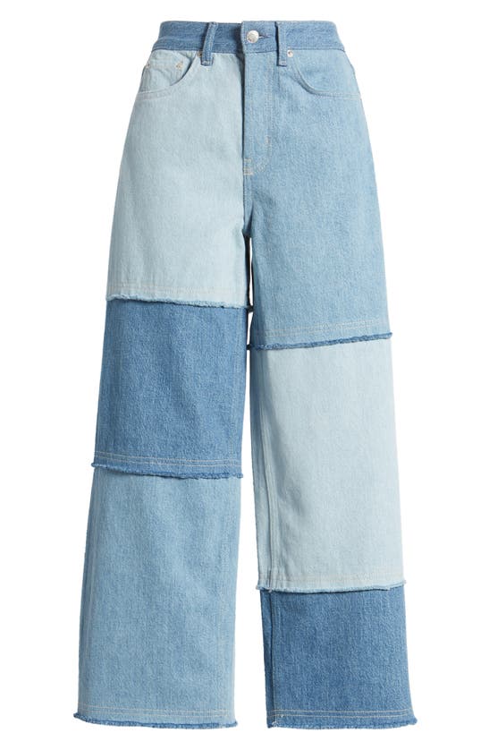 Rails Getty Patchwork High Waist Ankle Wide Leg Jeans In Light Indigo Patchwork