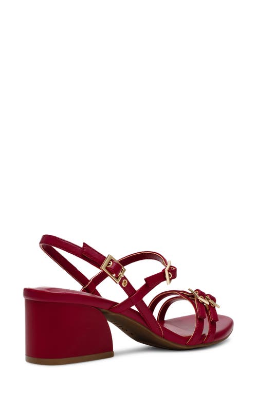 Anne Klein Women's Mackenzie Strappy Buckle Block Heel Dress Sandals In Dark Red Smooth