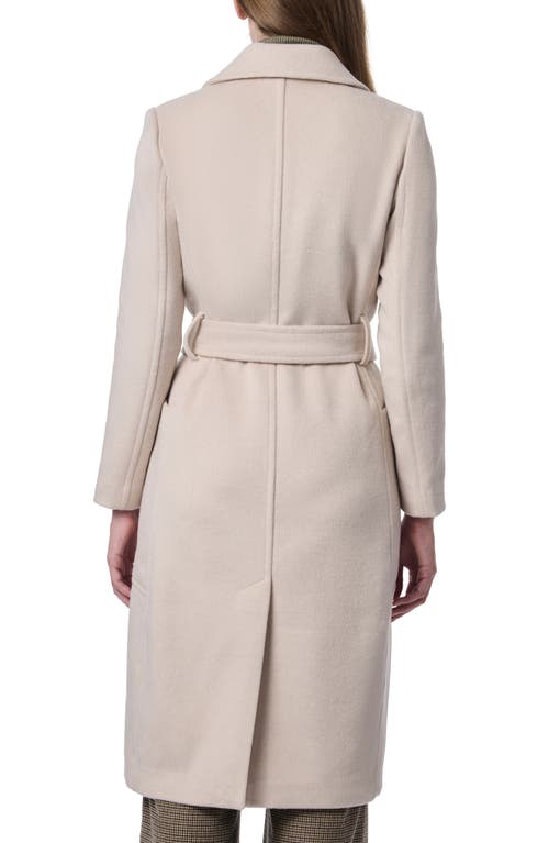 Shop Bernardo Belted Wool Blend Longline Coat In Putty