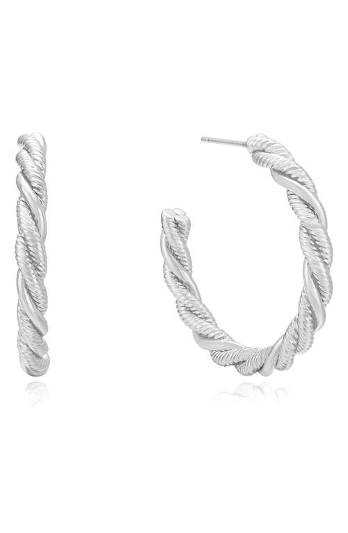 Ettika Silver Plated Spun Strands Hoop Earrings In Silver