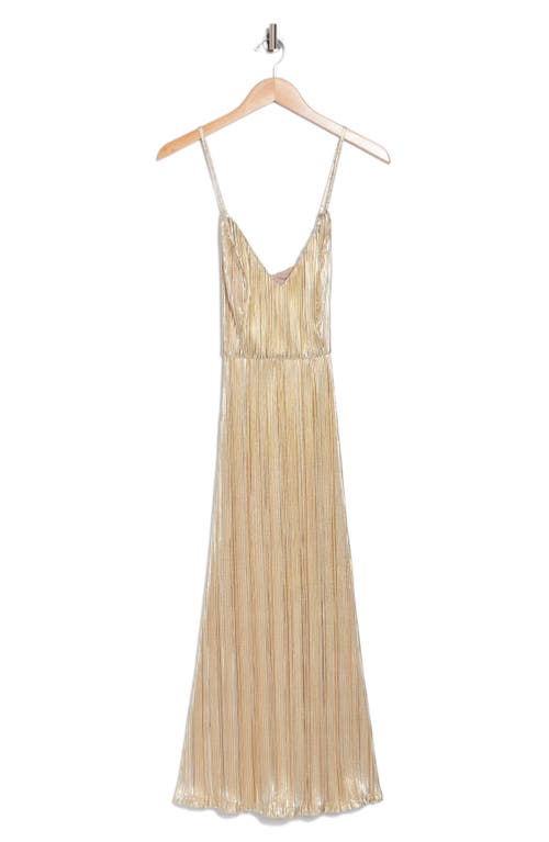 WISHLIST WISHLIST METALLIC PLISSÉ MIDI DRESS
