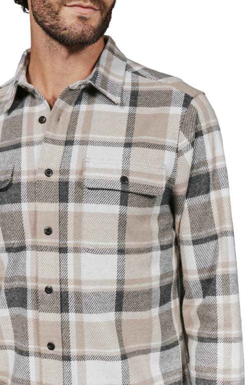 7 Diamonds Generation Plaid Stretch Flannel Button-up Overshirt In Tan