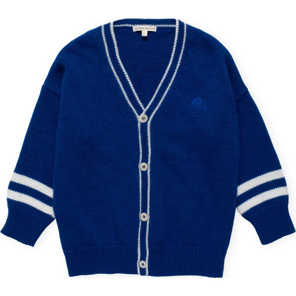 Shop The Sunday Collective Kids' Classroom Wool Blend Cardigan In Bright Blue