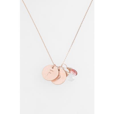 Nashelle 14K-Gold Fill Heart Disc, Moonstone & Pink Quartz Initial Necklace