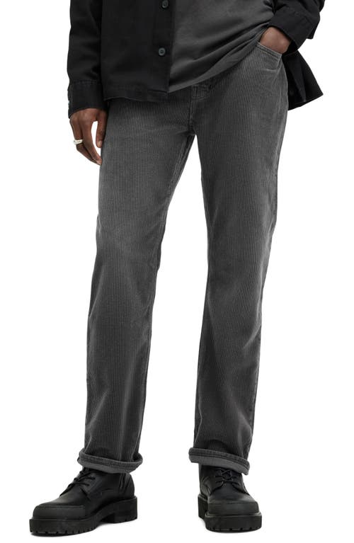 AllSaints Curtis Slim Leg Cotton Corduroy Pants in Jet Black at Nordstrom, Size 38 X R
