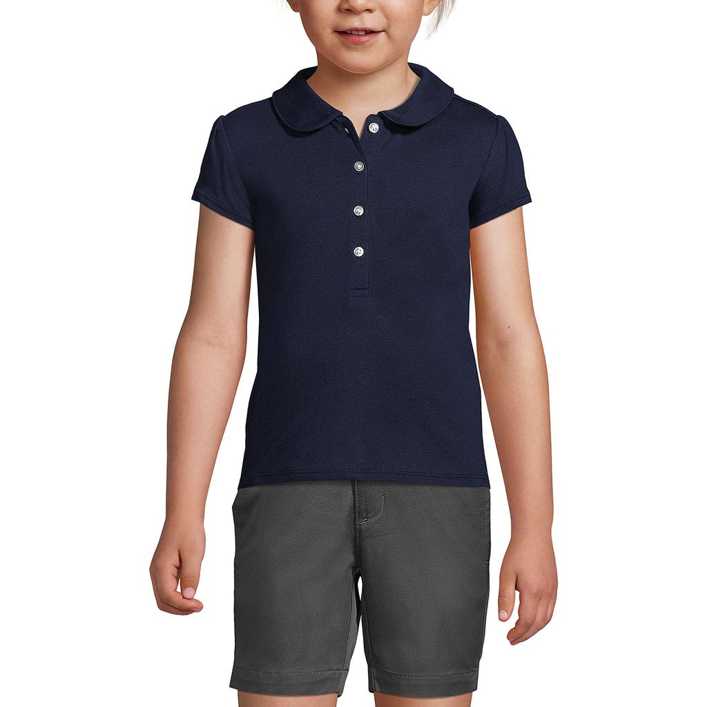 LANDS' END LANDS' END GIRLS SHORT SLEEVE PETER PAN COLLAR POLO SHIRT