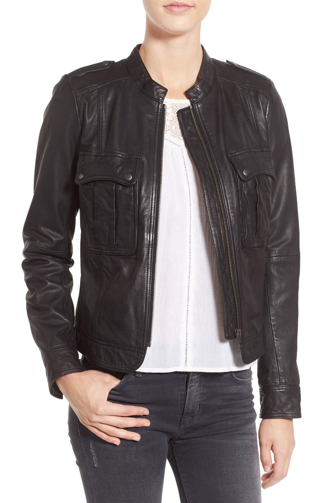 Hinge Patch Pocket Leather Jacket Nordstrom