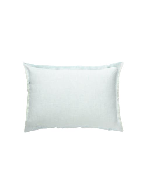 Anaya Fringe Soft Linen Pillow With Down Alternative Insert In Light Aqua