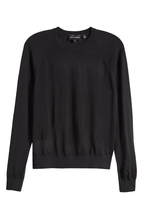 Emporio Armani Rhinestone Lightweight Wool Sweater Black Multi at Nordstrom,