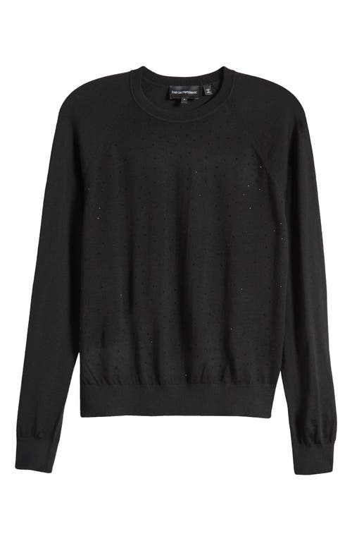 Shop Emporio Armani Rhinestone Lightweight Wool Sweater In Black Multi