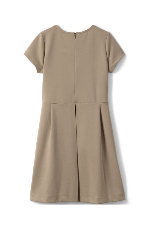 Shop Lands' End Girls Short Sleeve Ponte Dress In Khaki